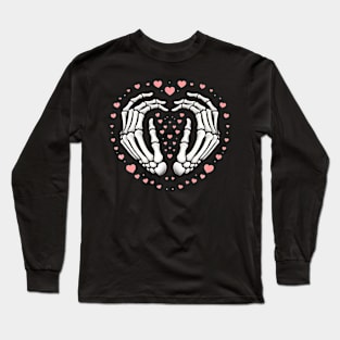 Skeleton Hand Heart Valentines Day Funny Bones Love Premium Long Sleeve T-Shirt